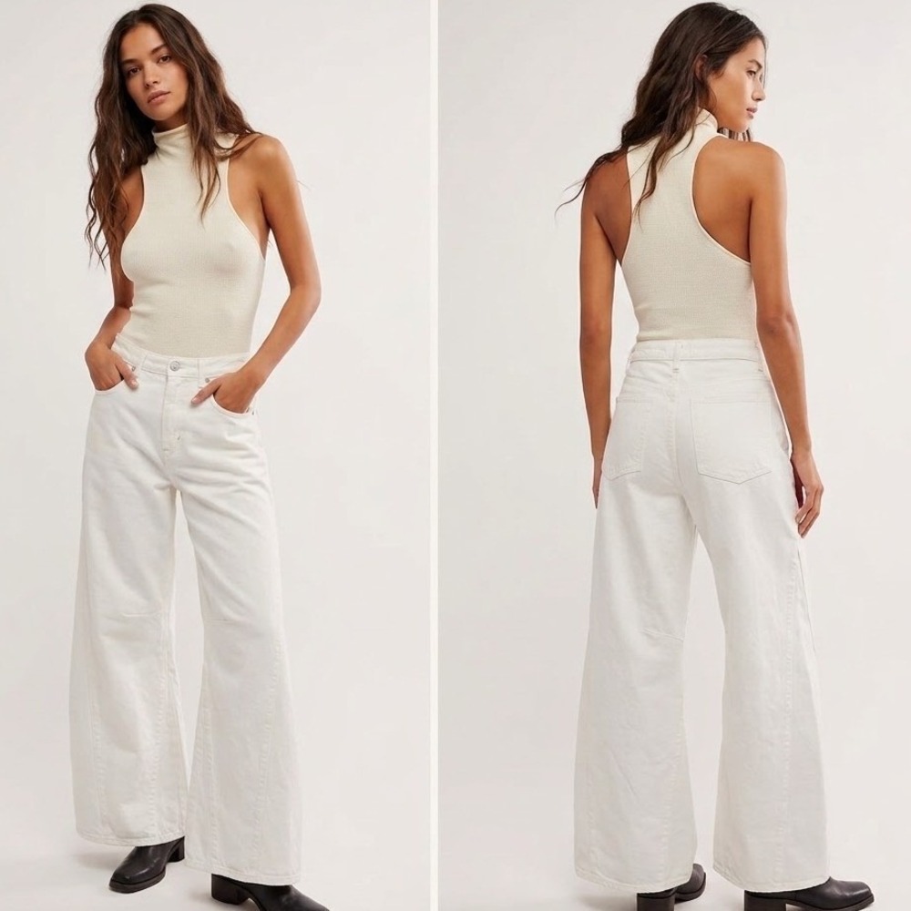 We The Free Eden Slouch Jeans Women's 31 White Wide Leg Denim OB2132734 Boho